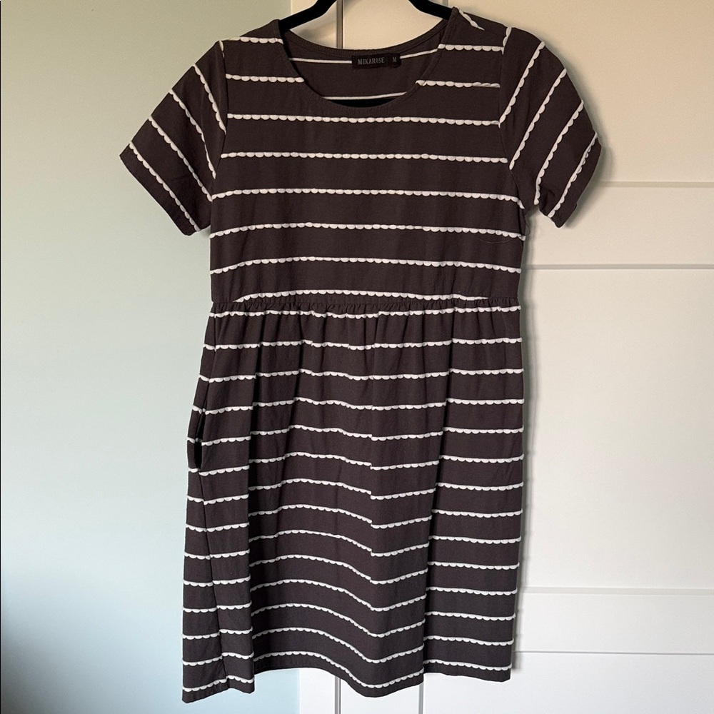 Grey and White Striped Dress